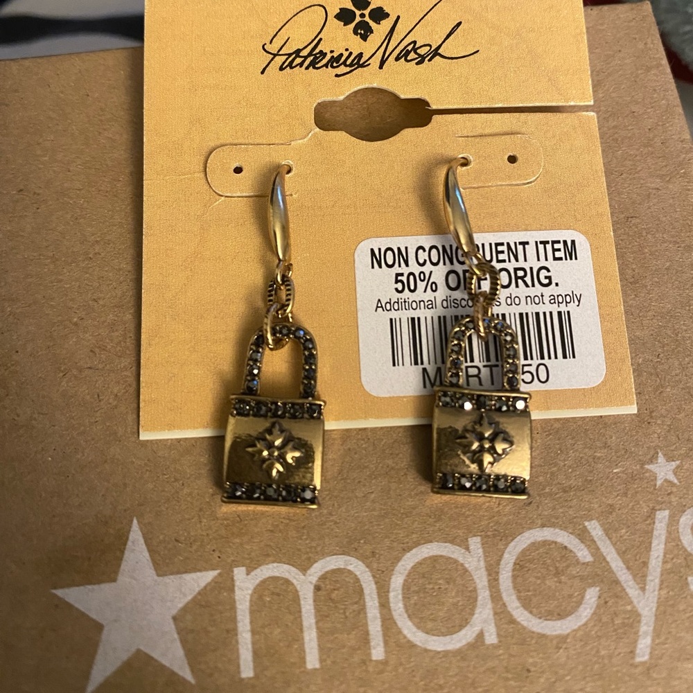 Gold Patricia Nash handbag earrings